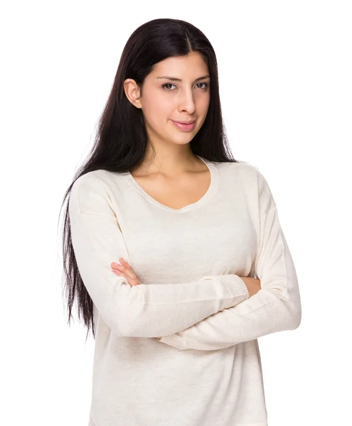 Woman with arms crossed — Stock Photo, Image