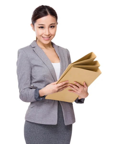 Businesswoman with folders — Stock Photo, Image