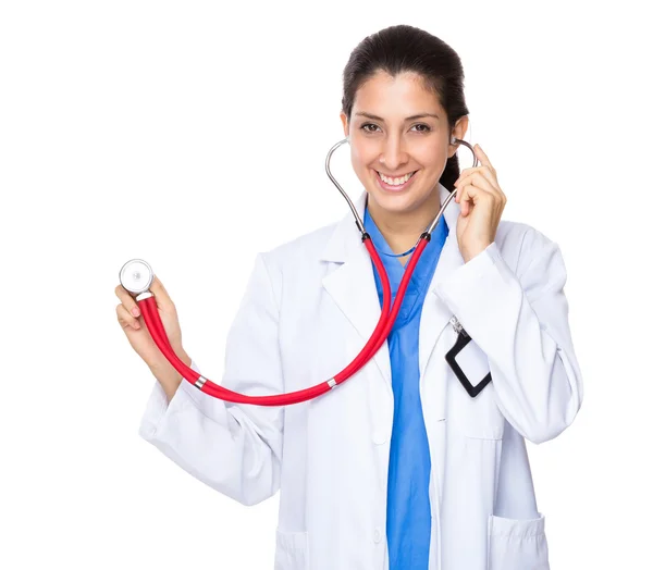 Female doctor with stethoscope Stock Photo