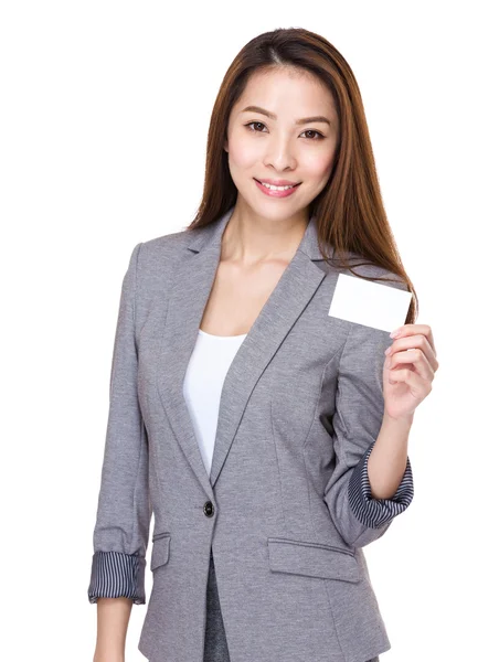 Бізнес-леді з карткою імен — стокове фото