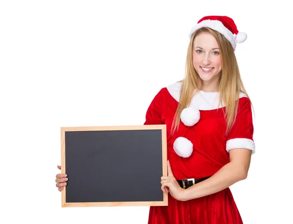 Vánoční žena s tabuli — Stock fotografie