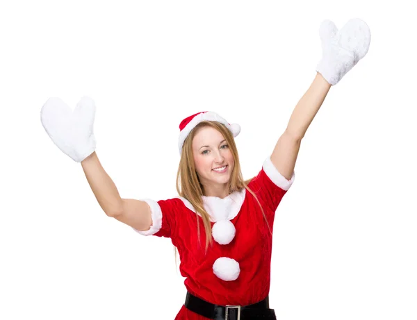 Mujer de Navidad levantó las manos —  Fotos de Stock
