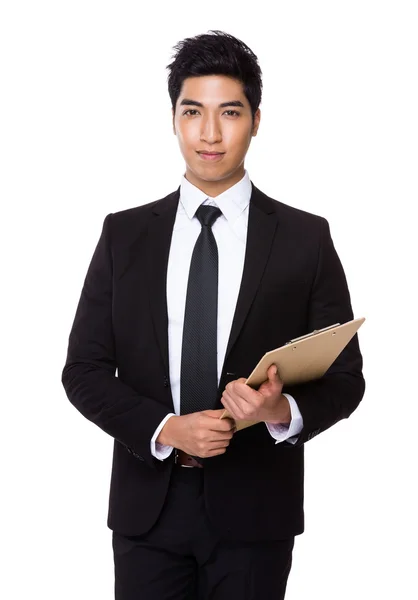 Businessman with clipboard — Stock Photo, Image