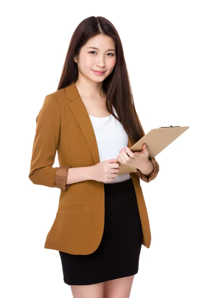 Woman with clipboard — Stock Photo, Image