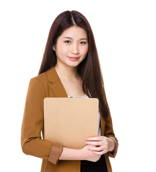 Woman with clipboard — Stock Photo, Image