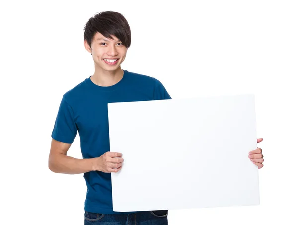 Homem com placa branca — Fotografia de Stock