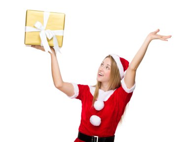 Noel hediye kutusu kadınla