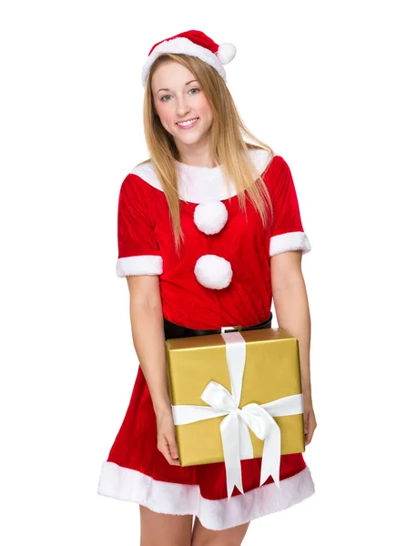 Femme de Noël avec boîte cadeau — Photo