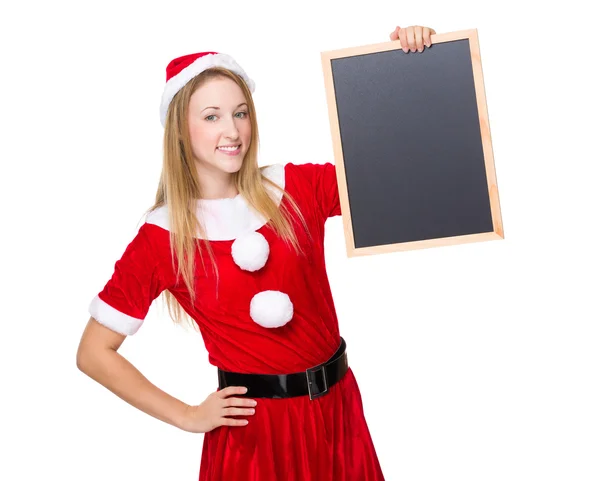 Weihnachtsfrau mit Tafel — Stockfoto