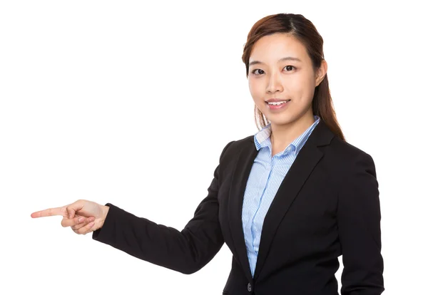 Asiatische Geschäftsfrau mit erhobenem Zeigefinger — Stockfoto