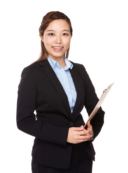 Asian Businesswoman hold with clipboard — Stock Photo, Image