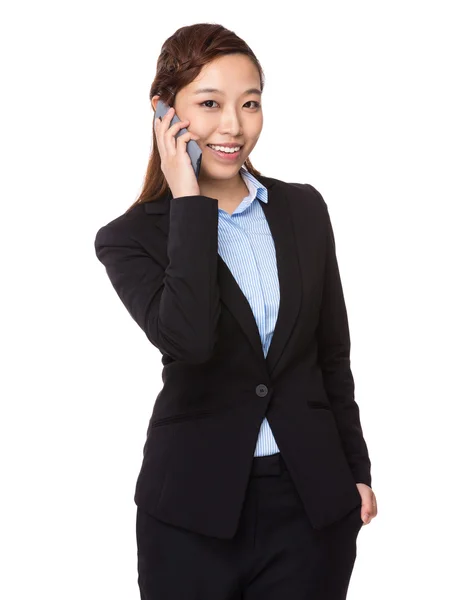 Businesswoman talk to cellphone — Stock Photo, Image