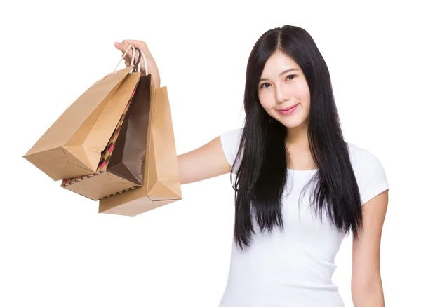 Femme avec sacs à provisions — Photo