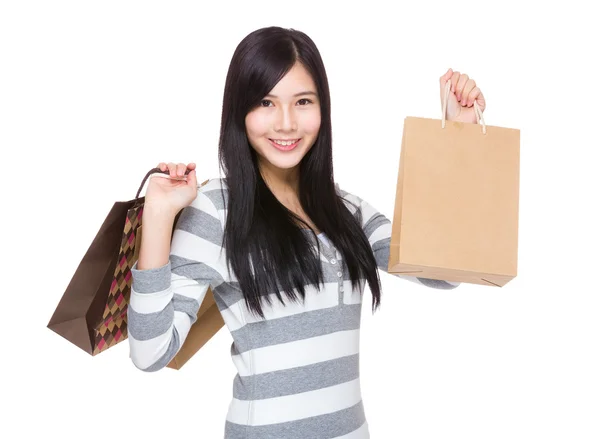 Femme avec sacs à provisions — Photo