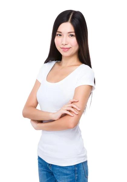 Woman with arms crossed — Stock Photo, Image