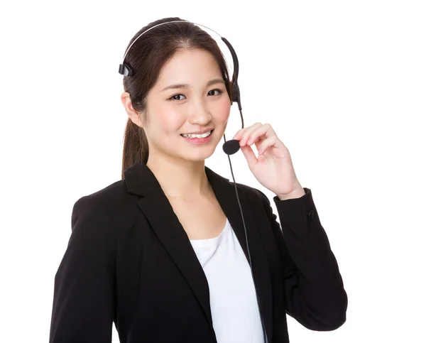 Representante de atendimento ao cliente com fone de ouvido — Fotografia de Stock