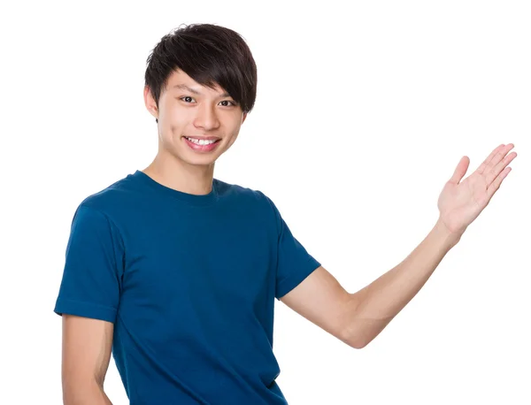 Man with open hand palm — Stock Photo, Image