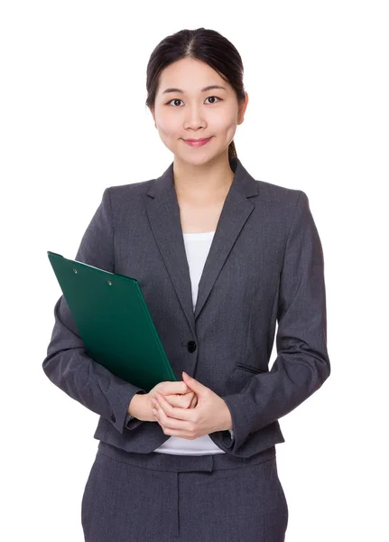 Businesswoman with clipboard — Stock Photo, Image