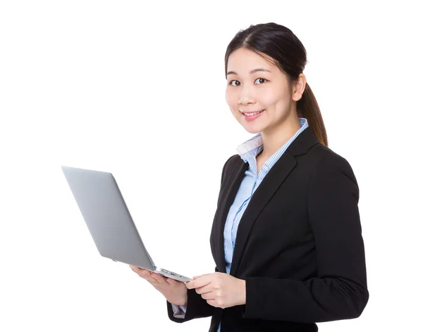 Businesswoman with portable computer — Stock Photo, Image