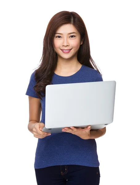 Woman with laptop — Stock Photo, Image