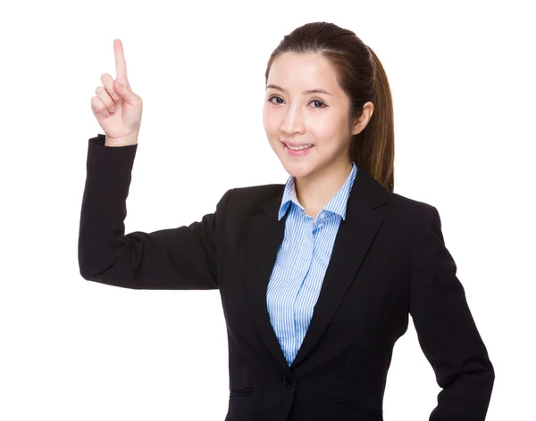 Businesswoman with finger up — Stock Photo, Image