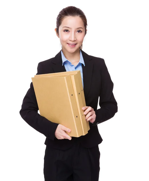 Businesswoman with folders — Stock Photo, Image