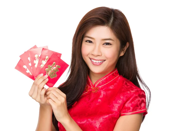 Woman with lucky money — Stock Photo, Image