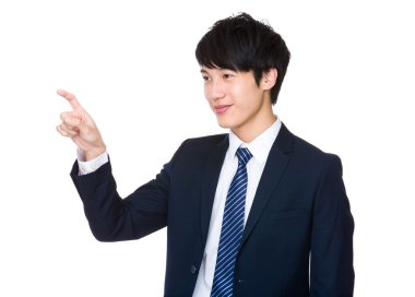 Hayali paneli dokunmadan işadamı