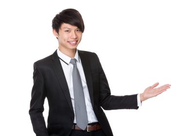 Açık el palm ile işadamı