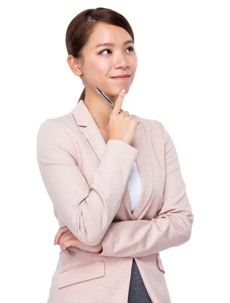 Businesswoman thinking of idea — Stock Photo, Image