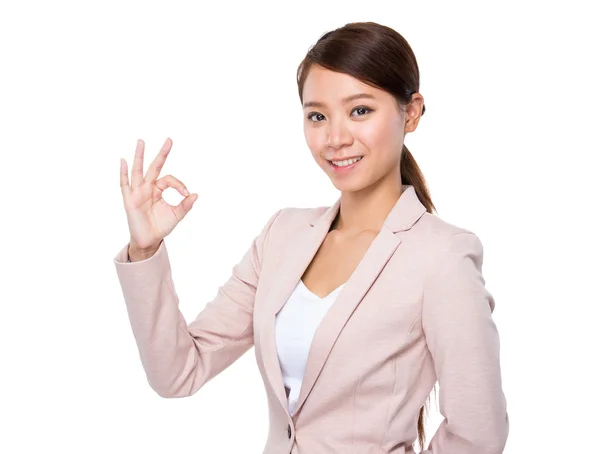 Businesswoman with ok sign — Stock Photo, Image