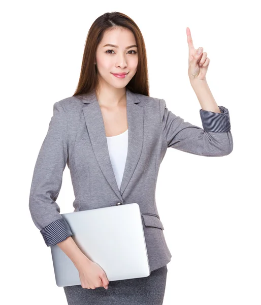 Mujer de negocios con el dedo en alto —  Fotos de Stock