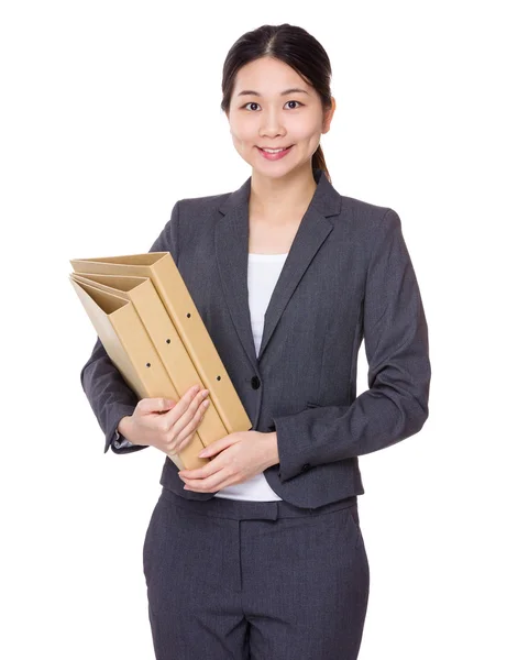 Businesswoman with folders — Stock Photo, Image