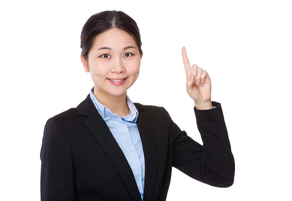 Mujer de negocios con el dedo en alto — Foto de Stock