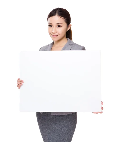 Businesswoman with palcard — Stock Photo, Image