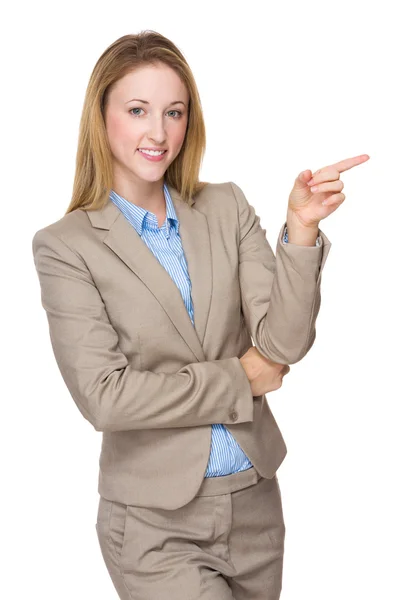 Businesswoman with finger point up — Stock Photo, Image