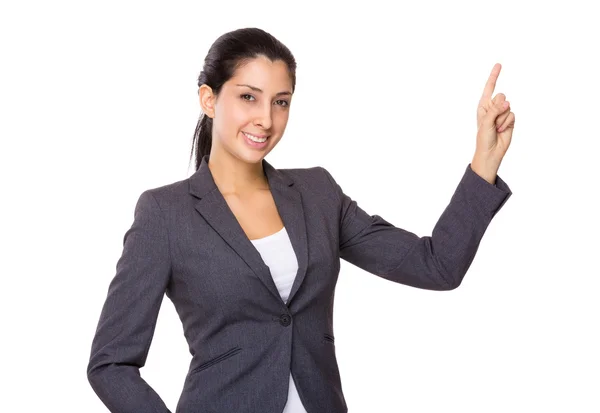 Mujer de negocios con el dedo en alto — Foto de Stock