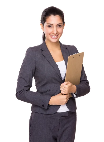 Businesswoman with clipboard — Stock Photo, Image