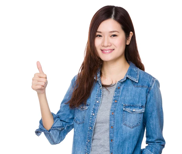 Woman with thumb up — Stock Photo, Image