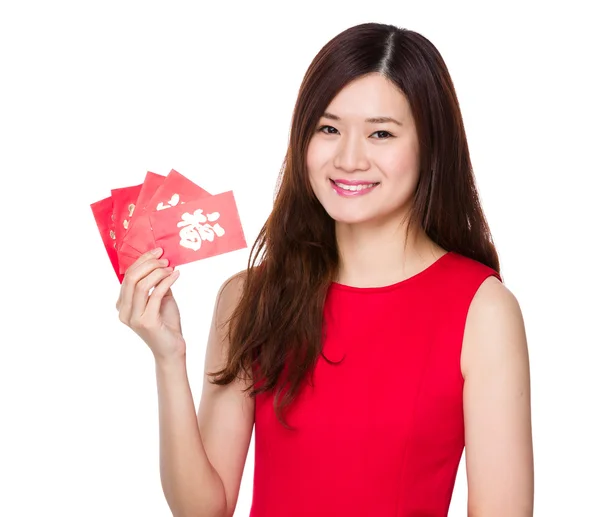 Woman with lucky money — Stock Photo, Image