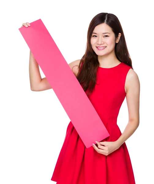 Woman with red banner — Stock Photo, Image