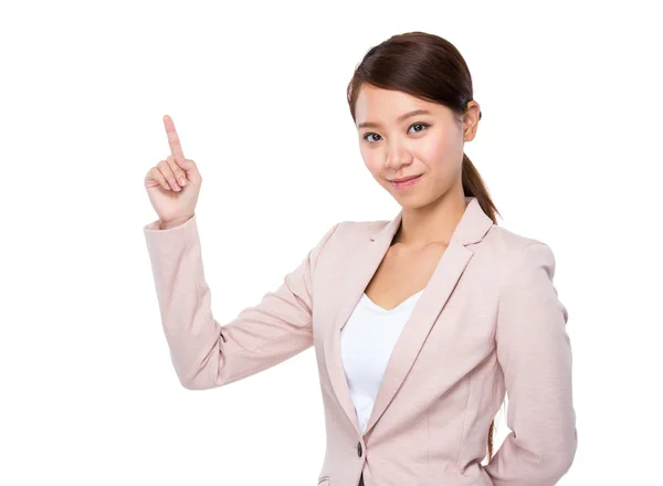 Businesswoman with finger up — Stock Photo, Image