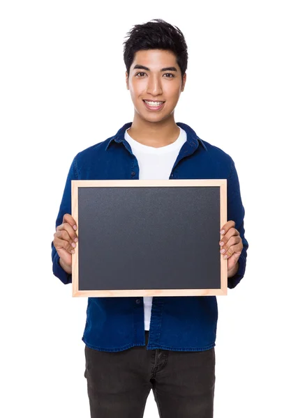 Man with chalkboard — Stock Photo, Image