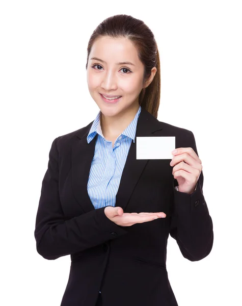 Businesswoman with name card — Stock Photo, Image