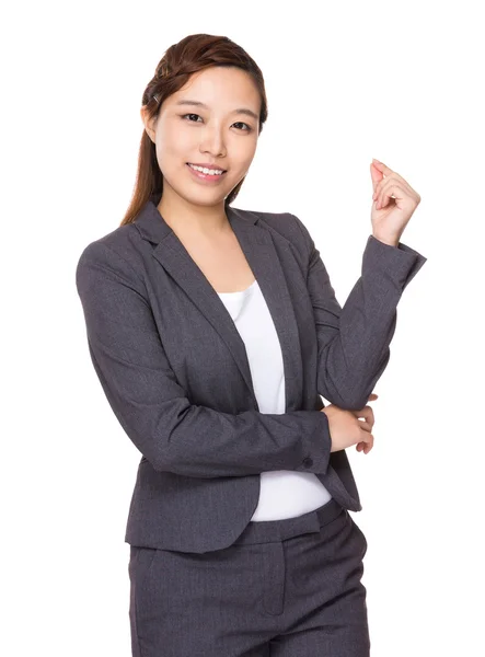 Businesswoman with hand snapping — Stock Photo, Image
