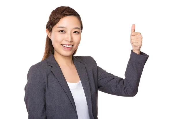 Mujer de negocios con pulgar hacia arriba — Foto de Stock