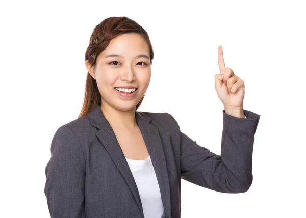 Businesswoman with finger up — Stock Photo, Image