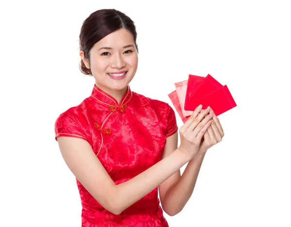 Woman with lucky money — Stock Photo, Image