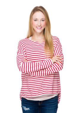 Kolları bağlı bir kadın.