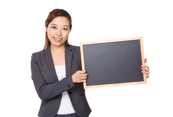 Businesswoman with blackboard — Stock Photo, Image